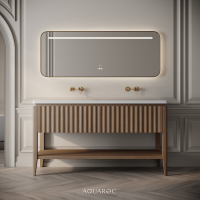 Kensington Double Vanity Unit & Stone Basin 1400mm Smoked Oak